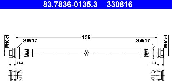 ATE 83.7836-0135.3 - Bremžu šļūtene www.autospares.lv