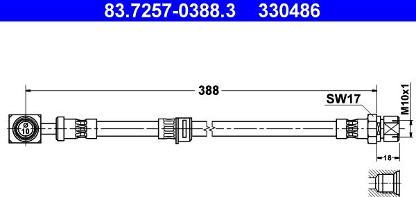 ATE 83.7257-0388.3 - Bremžu šļūtene www.autospares.lv