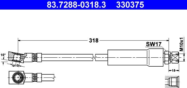 ATE 83.7288-0318.3 - Bremžu šļūtene www.autospares.lv