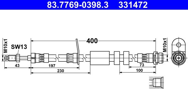 ATE 83.7769-0398.3 - Bremžu šļūtene www.autospares.lv