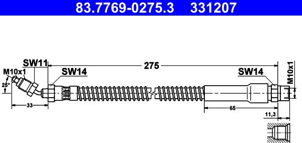 ATE 83.7769-0275.3 - Тормозной шланг www.autospares.lv