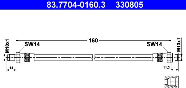 ATE 83.7704-0160.3 - Bremžu šļūtene www.autospares.lv