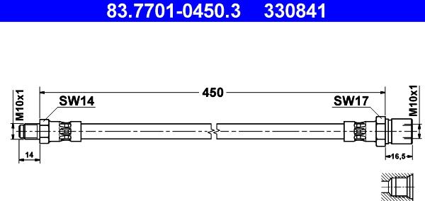 ATE 83.7701-0450.3 - Bremžu šļūtene www.autospares.lv