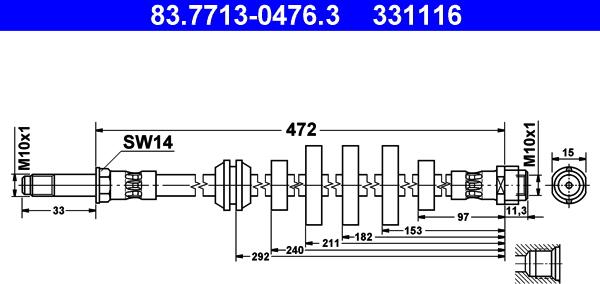 ATE 83.7713-0476.3 - Bremžu šļūtene www.autospares.lv