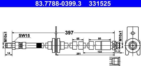 ATE 83.7788-0399.3 - Bremžu šļūtene www.autospares.lv