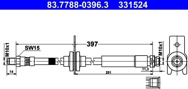 ATE 83.7788-0396.3 - Bremžu šļūtene www.autospares.lv