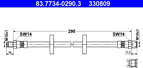 ATE 83.7734-0290.3 - Тормозной шланг www.autospares.lv