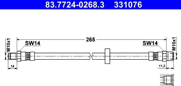 ATE 83.7724-0268.3 - Bremžu šļūtene www.autospares.lv