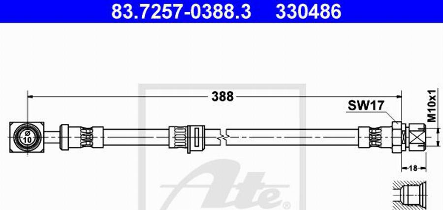 ATE 330486 - Bremžu šļūtene www.autospares.lv