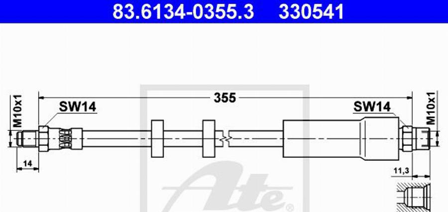 ATE 330541 - Bremžu šļūtene www.autospares.lv