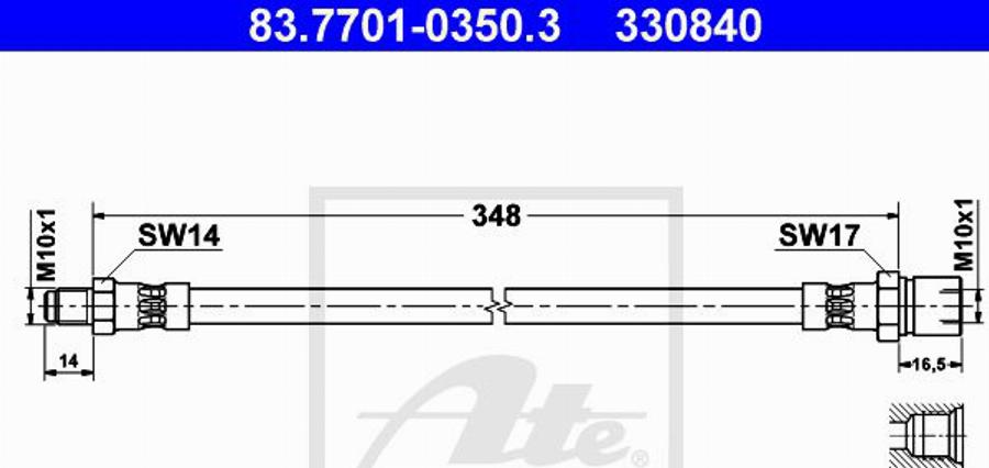 ATE 330840 - Bremžu šļūtene www.autospares.lv