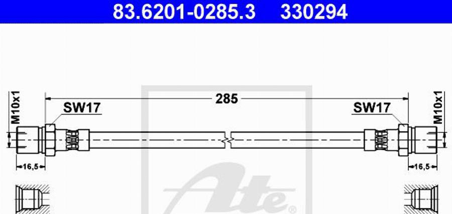 ATE 330294 - Bremžu šļūtene www.autospares.lv