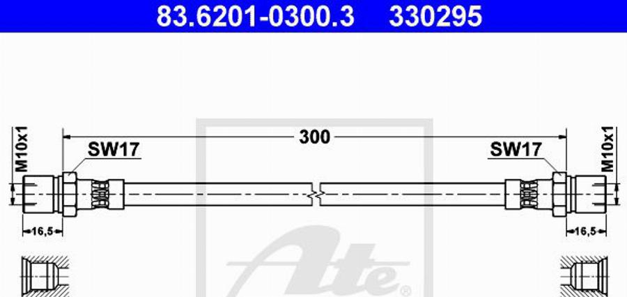 ATE 330295 - Bremžu šļūtene www.autospares.lv