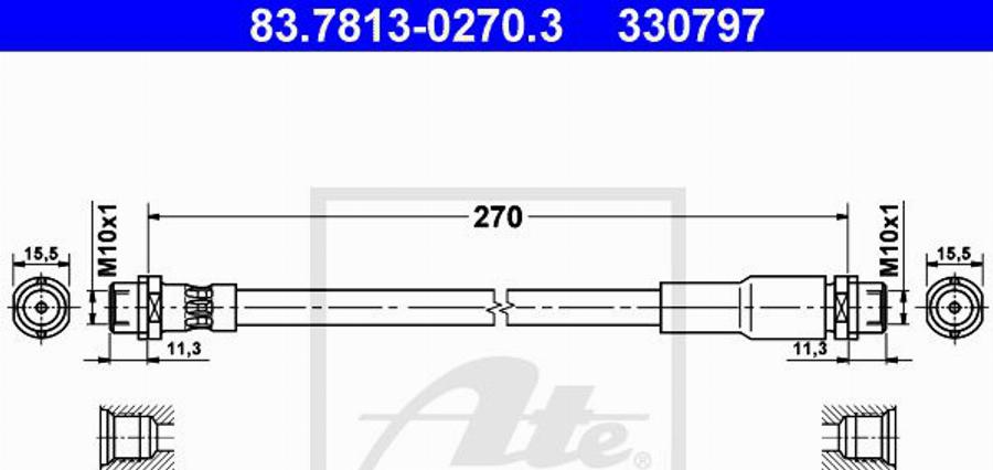 ATE 330797 - Bremžu šļūtene www.autospares.lv