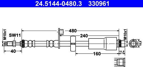 ATE 24.5144-0480.3 - Тормозной шланг www.autospares.lv