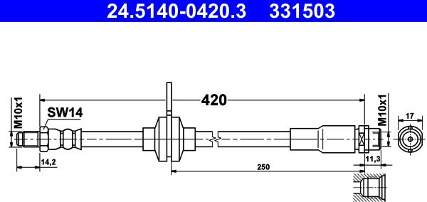 ATE 24.5140-0420.3 - Bremžu šļūtene www.autospares.lv