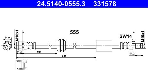 ATE 24.5140-0555.3 - Bremžu šļūtene www.autospares.lv