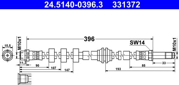 ATE 24.5140-0396.3 - Bremžu šļūtene www.autospares.lv