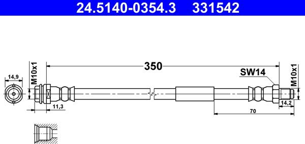 ATE 24.5140-0354.3 - Bremžu šļūtene www.autospares.lv