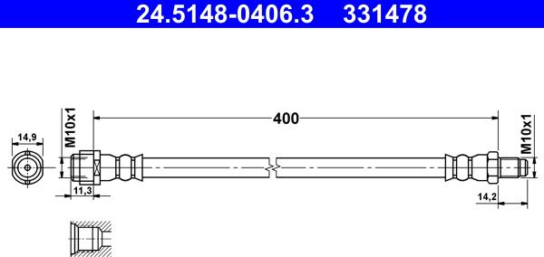 ATE 24.5148-0406.3 - Bremžu šļūtene www.autospares.lv