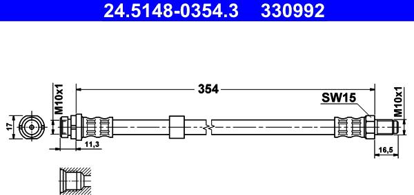 ATE 24.5148-0354.3 - Brake Hose www.autospares.lv