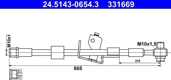 ATE 24.5143-0654.3 - Brake Hose www.autospares.lv