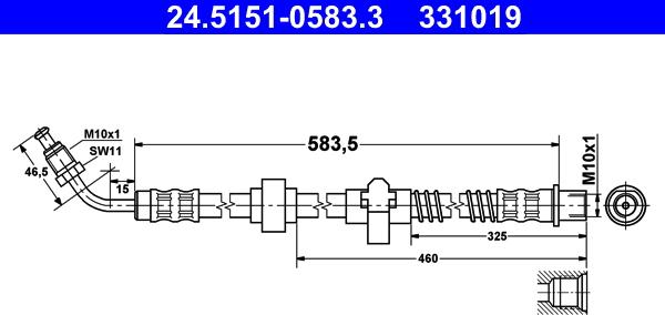 ATE 24.5151-0583.3 - Тормозной шланг www.autospares.lv