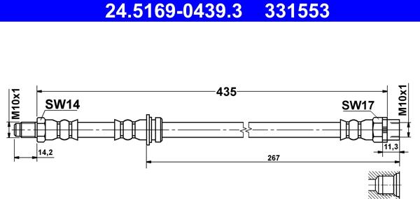 ATE 24.5169-0439.3 - Bremžu šļūtene www.autospares.lv