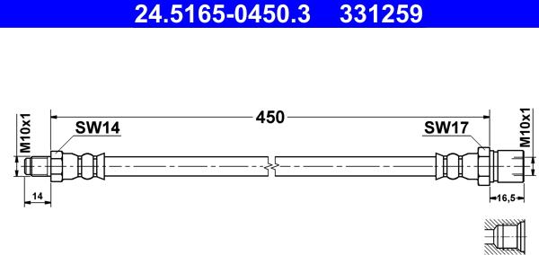 ATE 24.5165-0450.3 - Bremžu šļūtene www.autospares.lv