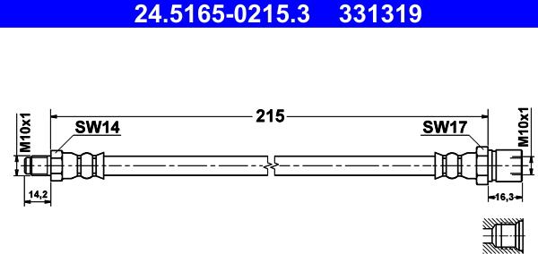 ATE 24.5165-0215.3 - Тормозной шланг www.autospares.lv