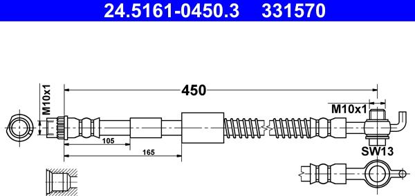 ATE 24.5161-0450.3 - Bremžu šļūtene www.autospares.lv