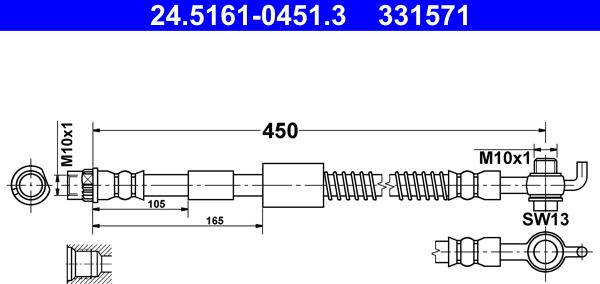 ATE 24.5161-0451.3 - Bremžu šļūtene www.autospares.lv