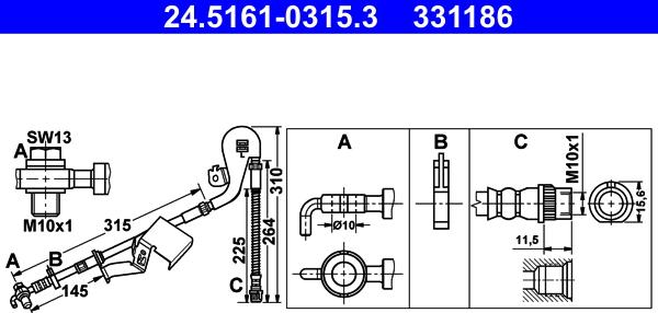 ATE 24.5161-0315.3 - Bremžu šļūtene www.autospares.lv