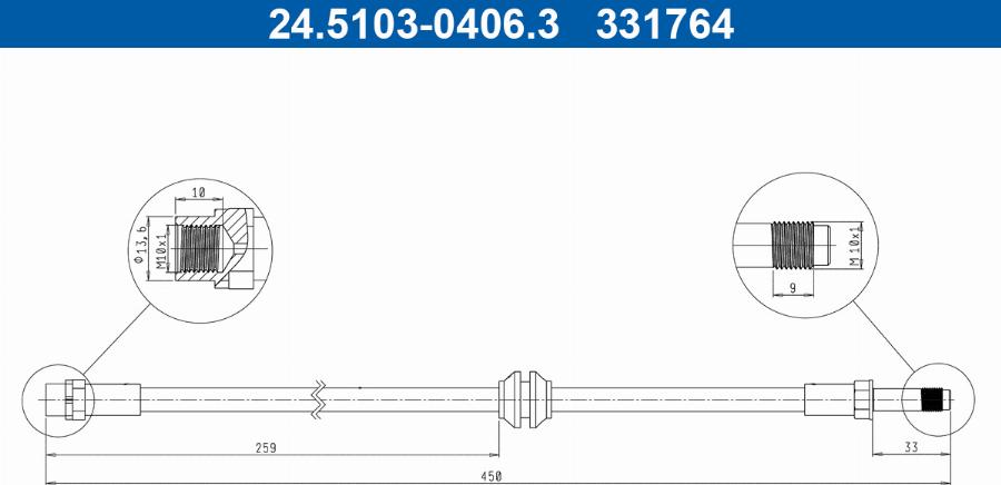 ATE 24.5103-0406.3 - Bremžu šļūtene www.autospares.lv