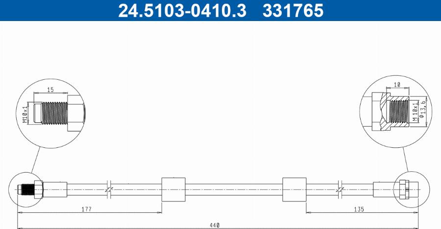 ATE 24.5103-0410.3 - Bremžu šļūtene www.autospares.lv