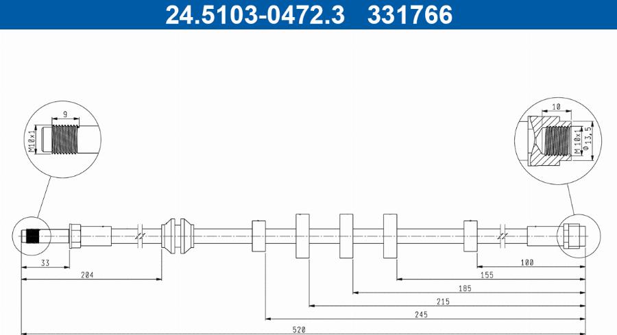 ATE 24.5103-0472.3 - Bremžu šļūtene www.autospares.lv