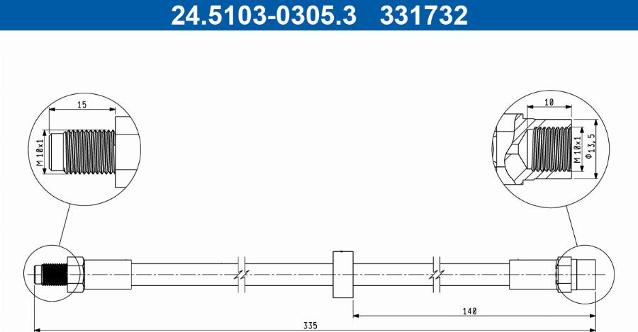 ATE 24.5103-0305.3 - Bremžu šļūtene www.autospares.lv