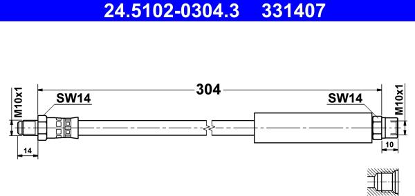 ATE 24.5102-0304.3 - Тормозной шланг www.autospares.lv