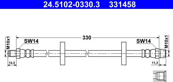 ATE 24.5102-0330.3 - Тормозной шланг www.autospares.lv