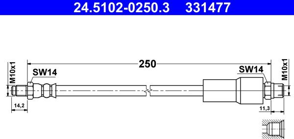 ATE 24.5102-0250.3 - Bremžu šļūtene www.autospares.lv