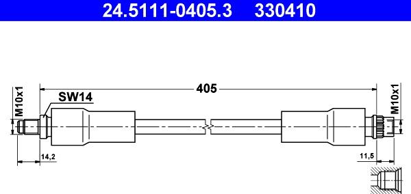 ATE 24.5111-0405.3 - Тормозной шланг www.autospares.lv