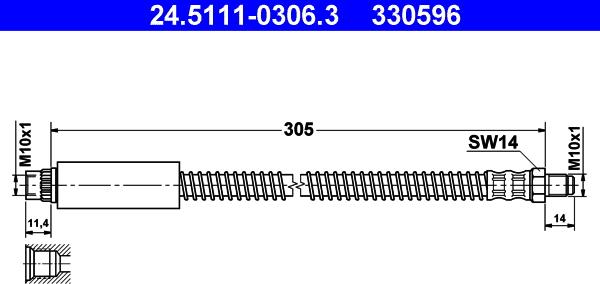 ATE 24.5111-0306.3 - Bremžu šļūtene www.autospares.lv