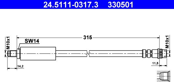 ATE 24.5111-0317.3 - Bremžu šļūtene www.autospares.lv