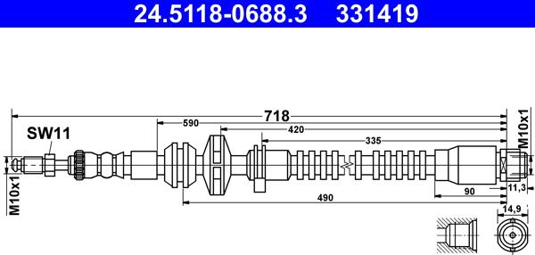 ATE 24.5118-0688.3 - Bremžu šļūtene www.autospares.lv