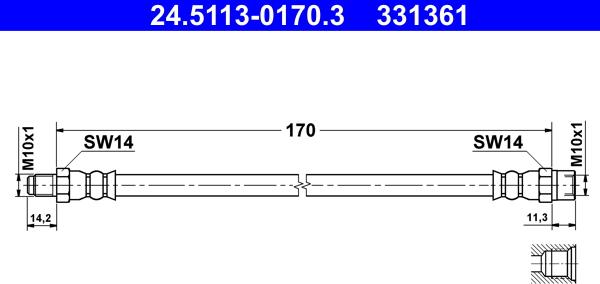 ATE 24.5113-0170.3 - Тормозной шланг www.autospares.lv