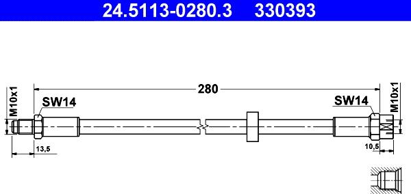 ATE 24.5113-0280.3 - Bremžu šļūtene www.autospares.lv