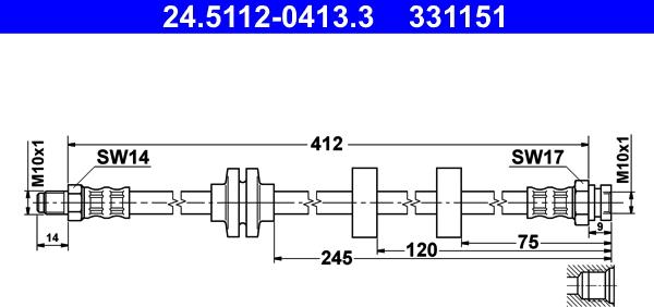 ATE 24.5112-0413.3 - Bremžu šļūtene www.autospares.lv