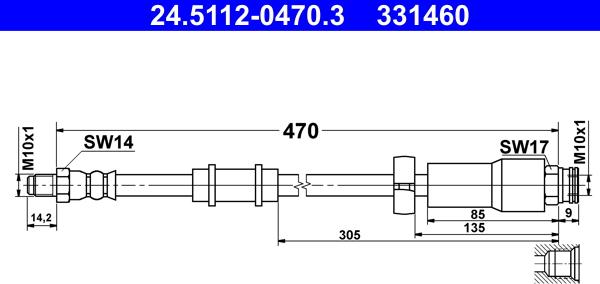 ATE 24.5112-0470.3 - Bremžu šļūtene www.autospares.lv