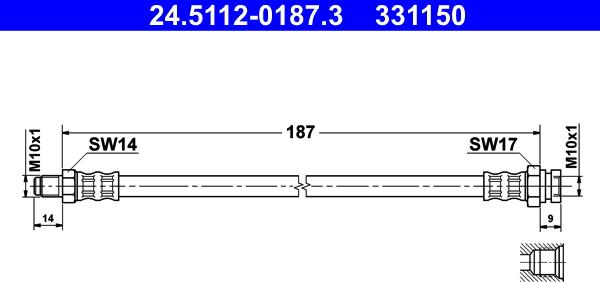 ATE 24.5112-0187.3 - Bremžu šļūtene www.autospares.lv