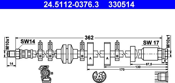 ATE 24.5112-0376.3 - Bremžu šļūtene www.autospares.lv